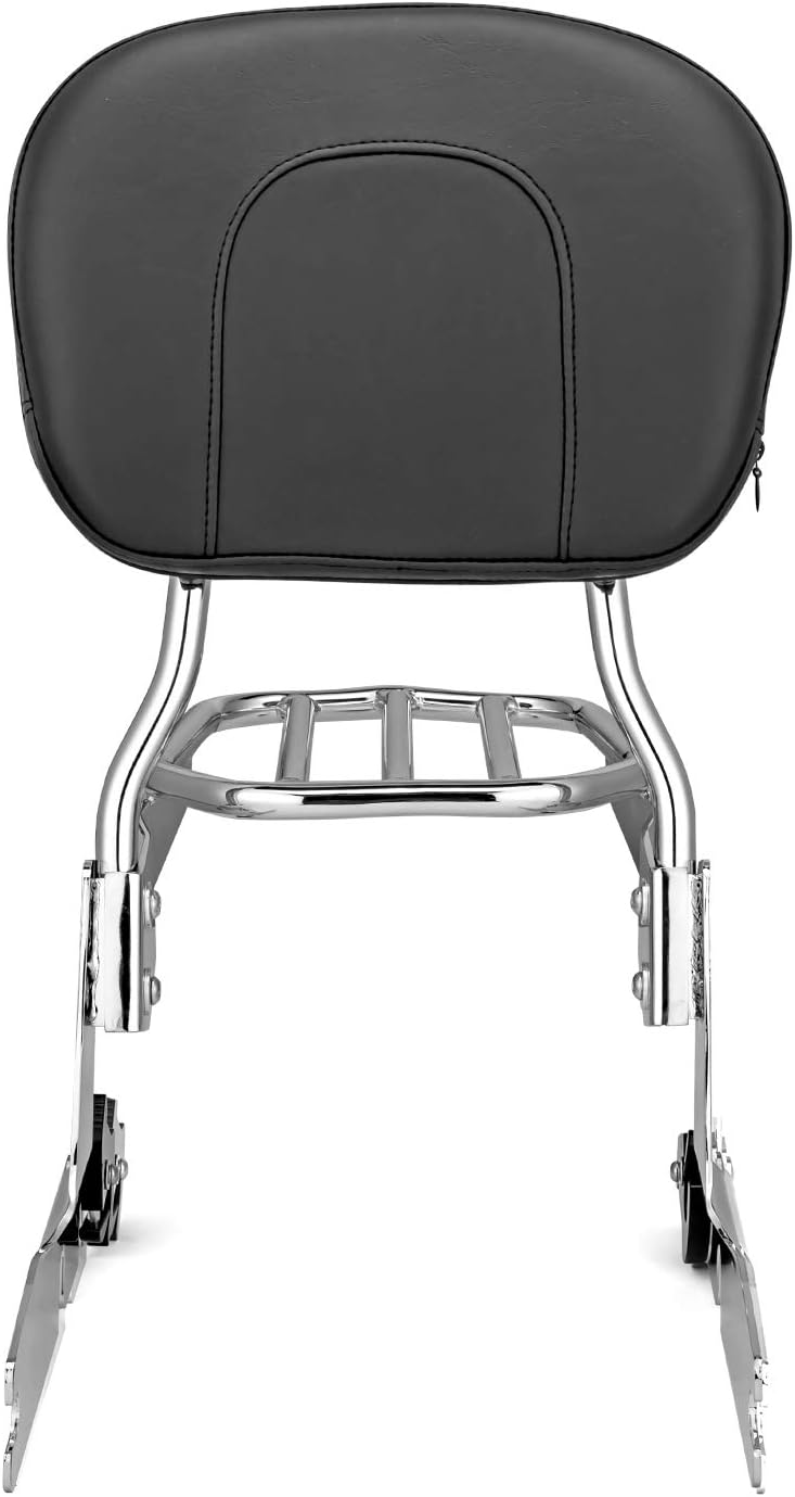 Wsays Sissy Bar Passenger Backrest and Luggage Rack (Large Pad) Compatible with Harley Softail Heritage Springer Classic FLST FLSTC FLSTS FLSTSC 2000-2017, Chrome Standard Height - Image 4